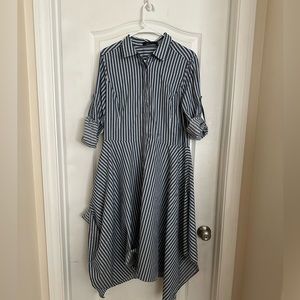 BCBGMAXAZRIA  Beatryce Handkerchief-Hem Shirt Dress. Size Large.